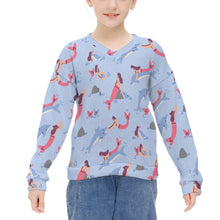 Lade das Bild in den Galerie-Viewer, Mädchen MY04 Sweatshirt Pullover mit V-Ausschnitt mit Fotos Motiven selbst gestalten und bedrucken