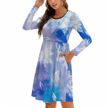 Lade das Bild in den Galerie-Viewer, Modisches Langarmkleid mit zeitlosen Fashion-Design mit zwei Seitentaschen NZ036 - Damen / Frauen - selbst gestalten und bedrucken