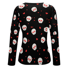 Lade das Bild in den Galerie-Viewer, Modisches Sexy Multi-Image-Druck Voll Druck Damen / Frauen Top Trägerloses Langarmshirt Langarmbluse Langarmhemd NZ150 mit Fotos Muster Text Logo selbst gestalten und bedrucken
