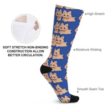 Lade das Bild in den Galerie-Viewer, Multi-Image-Design Socken lang Damen Herren mit Ihrem Design Motiv und Foto selbst gestalten und bedrucken (Zehen und Fersen schwarz)