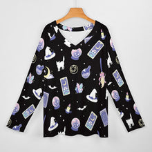 Lade das Bild in den Galerie-Viewer, Multi-Image-Druck Allover Print Damen lockeres Langarmshirt Shirtbluse TLREV2 mit V-Ausschnitt mit Fotos Muster Text Logo selbst gestalten und bedrucken