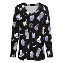 Lade das Bild in den Galerie-Viewer, Multi-Image-Druck Allover Print Damen lockeres Langarmshirt Shirtbluse TLREV2 mit V-Ausschnitt mit Fotos Muster Text Logo selbst gestalten und bedrucken