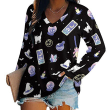 Lade das Bild in den Galerie-Viewer, Multi-Image-Druck Allover Print Damen lockeres Langarmshirt Shirtbluse TLREV2 mit V-Ausschnitt mit Fotos Muster Text Logo selbst gestalten und bedrucken