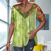 Lade das Bild in den Galerie-Viewer, Multi-Image-Druck Allover Print TShirt BDT Blusenshirt T-Shirt Kuzarm mit einem V- Ausschnitt Damen / Frauen mit Fotos Muster Text Logo selbst gestalten und bedrucken