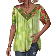 Lade das Bild in den Galerie-Viewer, Multi-Image-Druck Allover Print TShirt BDT Blusenshirt T-Shirt Kuzarm mit einem V- Ausschnitt Damen / Frauen mit Fotos Muster Text Logo selbst gestalten und bedrucken