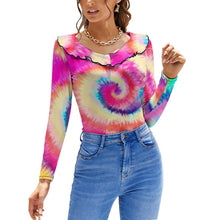 Lade das Bild in den Galerie-Viewer, Multi-Image-Druck Damen Enges Longsleeve Shirt Langarm mit Rüschen NZ129 mit Fotos Muster Text Logo selbst gestalten und bedrucken