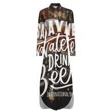 Lade das Bild in den Galerie-Viewer, Multi-Image-Druck Damen / Frauen Langarm Hemdblusenkleid Blusenkleid Shirtkleid mit Knopfkragen JS mit Fotos Muster Text Logo selbst gestalten und bedrucken