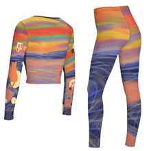 Lade das Bild in den Galerie-Viewer, Multi-Image-Druck Damen / Frauen V Ausschnitt Sweatshirt Set Sportanzüge Jogginganzug Hosen und Sport Crop Top 2 Stücke Bekleidungssets Yoga Outfit Freizeitanzug Sportswear NZ153 mit Fotos Muster Text Logo selbst gestalten und bedrucken