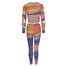 Lade das Bild in den Galerie-Viewer, Multi-Image-Druck Damen / Frauen V Ausschnitt Sweatshirt Set Sportanzüge Jogginganzug Hosen und Sport Crop Top 2 Stücke Bekleidungssets Yoga Outfit Freizeitanzug Sportswear NZ153 mit Fotos Muster Text Logo selbst gestalten und bedrucken