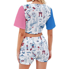 Lade das Bild in den Galerie-Viewer, Multi-Image-Druck Damen / Frauen Voll Druck Beach Sports Set in sommerlicher zweiteiliger Kombination Crop Top Shirt Und Short GTZ mit Fotos Muster Text Logo selbst gestalten und bedrucken