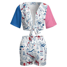 Lade das Bild in den Galerie-Viewer, Multi-Image-Druck Damen / Frauen Voll Druck Beach Sports Set in sommerlicher zweiteiliger Kombination Crop Top Shirt Und Short GTZ mit Fotos Muster Text Logo selbst gestalten und bedrucken