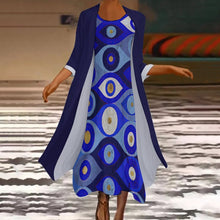 Lade das Bild in den Galerie-Viewer, Multi-Image-Druck Damen & Frauen Abendanzug Kleid Set STZ 2tlg. Set mit Fotos Muster Text Logo selbst gestalten und bedrucken