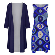 Lade das Bild in den Galerie-Viewer, Multi-Image-Druck Damen & Frauen Abendanzug Kleid Set STZ 2tlg. Set mit Fotos Muster Text Logo selbst gestalten und bedrucken