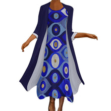 Lade das Bild in den Galerie-Viewer, Multi-Image-Druck Damen & Frauen Abendanzug Kleid Set STZ 2tlg. Set mit Fotos Muster Text Logo selbst gestalten und bedrucken