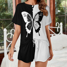 Lade das Bild in den Galerie-Viewer, Multi-Image-Druck Damen / Frauen Freizeitanzug Hausanzug T-Shirt & Shorts UTZ mit Fotos Muster Text Logo selbst gestalten und bedrucken