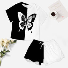 Lade das Bild in den Galerie-Viewer, Multi-Image-Druck Damen / Frauen Freizeitanzug Hausanzug T-Shirt & Shorts UTZ mit Fotos Muster Text Logo selbst gestalten und bedrucken