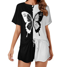 Lade das Bild in den Galerie-Viewer, Multi-Image-Druck Damen / Frauen Freizeitanzug Hausanzug T-Shirt & Shorts UTZ mit Fotos Muster Text Logo selbst gestalten und bedrucken