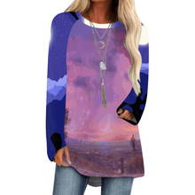 Lade das Bild in den Galerie-Viewer, Multi-Image-Druck Damen & Frauen Gestricktes graues Tuch langes Rundhals Langarm Shirt TShirt BL mit Fotos Muster Text Logo selbst gestalten und bedrucken