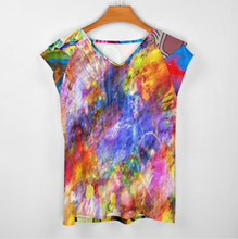 Lade das Bild in den Galerie-Viewer, Multi-Image-Druck Kurzarm Shirt T-Shirt V-Ausschnitt mit Rüschen BUT mit Fotos Muster Text Logo selbst gestalten und bedrucken