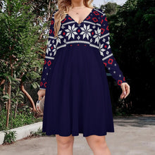 Lade das Bild in den Galerie-Viewer, Multi-Image-Druck Oversized V-Ausschnitt Langarm Kleid Blusenkleid B829 mit Fotos Muster Text Logo selbst gestalten und bedrucken