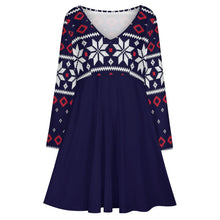 Lade das Bild in den Galerie-Viewer, Multi-Image-Druck Oversized V-Ausschnitt Langarm Kleid Blusenkleid B829 mit Fotos Muster Text Logo selbst gestalten und bedrucken