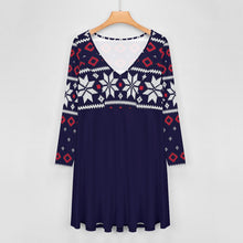 Lade das Bild in den Galerie-Viewer, Multi-Image-Druck Oversized V-Ausschnitt Langarm Kleid Blusenkleid B829 mit Fotos Muster Text Logo selbst gestalten und bedrucken