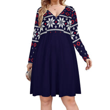 Lade das Bild in den Galerie-Viewer, Multi-Image-Druck Oversized V-Ausschnitt Langarm Kleid Blusenkleid B829 mit Fotos Muster Text Logo selbst gestalten und bedrucken