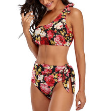 Lade das Bild in den Galerie-Viewer, Multi-Image-Druck Sexy Damen / Frauen BK2119 Bustier Bikini Set in One-Shoulder-Form mit Fotos Muster Text Logo selbst gestalten und bedrucken