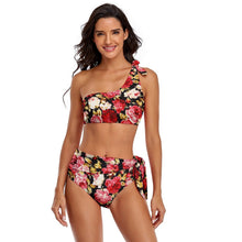 Lade das Bild in den Galerie-Viewer, Multi-Image-Druck Sexy Damen / Frauen BK2119 Bustier Bikini Set in One-Shoulder-Form mit Fotos Muster Text Logo selbst gestalten und bedrucken