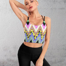 Lade das Bild in den Galerie-Viewer, Multi-Image-Druck Sexy Damen / Frauen Crop Top Yoga Top Sport-BH Spaghettishirt mit Bustier und gekreuzten Spaghettiträgern YJ005 mit Fotos Muster Text Logo selbst gestalten und bedrucken