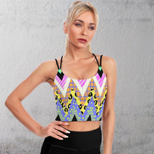 Lade das Bild in den Galerie-Viewer, Multi-Image-Druck Sexy Damen / Frauen Crop Top Yoga Top Sport-BH Spaghettishirt mit Bustier und gekreuzten Spaghettiträgern YJ005 mit Fotos Muster Text Logo selbst gestalten und bedrucken