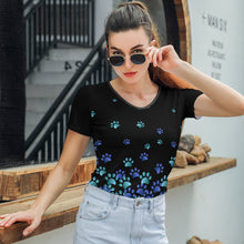 Lade das Bild in den Galerie-Viewer, Multi-Image-Druck Sexy Damen / Frauen Short Sleeve T-Shirt TSHIRT mit V-Ausschnitt T01 mit Fotos Muster Text Logo selbst gestalten und bedrucken