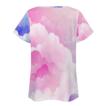 Lade das Bild in den Galerie-Viewer, Multi-Image-Druck Vollprint Tshirt Damen mit wellenförmigem Ausschnitt BBT mit Foto Muster Text Logo selbst gestalten und bedrucken