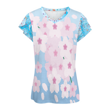 Lade das Bild in den Galerie-Viewer, Multi Images Druck V-Shirt Tshirt mit Blütenblatt Ärmel AHT mit Foto Muster Text Logo selbst gestalten und bedrucken