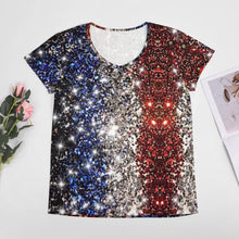 Lade das Bild in den Galerie-Viewer, Oversize Einzelbilddruck Damen / Frauen TSHIRT T-Shirt Kurzarm mit V Ausschnitt Große Größen VT mit Fotos Muster Text Logo selbst gestalten und bedrucken