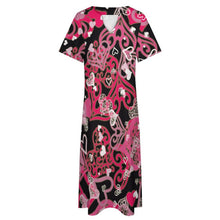 Lade das Bild in den Galerie-Viewer, Einzelbilddruck Damen Kurzarm V-Ausschnitt Casual Lang Kleid Maxikleid Shirt Kleid mit Taschen BYQ mit Fotos Muster Text Logo selbst gestalten und bedrucken