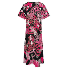 Lade das Bild in den Galerie-Viewer, Einzelbilddruck Damen Kurzarm V-Ausschnitt Casual Lang Kleid Maxikleid Shirt Kleid mit Taschen BYQ mit Fotos Muster Text Logo selbst gestalten und bedrucken
