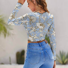 Lade das Bild in den Galerie-Viewer, Round Neck Crop Top Langarmshirt NZ126 mit vollem Arm super kurz - Damen / Frauen - selbst gestalten und bedrucken