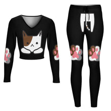 Lade das Bild in den Galerie-Viewer, Sportlicher Sweatshirtanzug mit V-Ausschnitt NZ153 für Damen Frauen mit Foto selbst gestalten und bedrucken