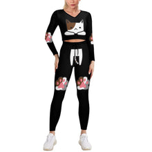 Lade das Bild in den Galerie-Viewer, Sportlicher Sweatshirtanzug mit V-Ausschnitt NZ153 für Damen Frauen mit Foto selbst gestalten und bedrucken