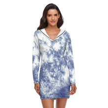 Lade das Bild in den Galerie-Viewer, Sportliches Hoodiekleid Langer Kapuzenpullover-Kleid QZ6056 Damen/Frauen selbst gestalten und bedrucken