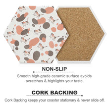 Lade das Bild in den Galerie-Viewer, Topfuntersetzer Becheruntersetzer Untertasse aus Keramik (sechseckig) 4 Stück / 6 Stück mit Foto Muster Text Logo selbst gestalten und bedrucken