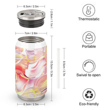 Lade das Bild in den Galerie-Viewer, Vollprint Cola Cup Becher Thermobecher aus Edelstahl 304 mit Deckel und Strohhalm 300ml / 500ml mit Foto Muster Text Logo selbst gestalten und bedrucken