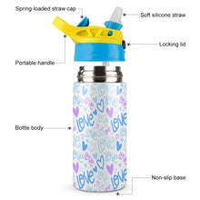 Lade das Bild in den Galerie-Viewer, Wasserbecher Trinkbecher Becher mit Deckel & Strohhalm für Kinder mit Fotos Muster Text Logo selbst gestalten und bedrucken