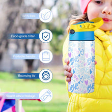 Lade das Bild in den Galerie-Viewer, Wasserbecher Trinkbecher Becher mit Deckel & Strohhalm für Kinder mit Fotos Muster Text Logo selbst gestalten und bedrucken