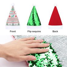 Lade das Bild in den Galerie-Viewer, Weihnachtsmütze Weihnachtshut mit Pailletten grün oder rot selbst gestalten und bedrucken