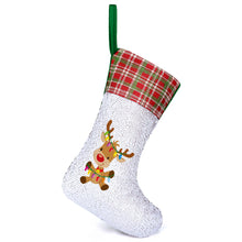Lade das Bild in den Galerie-Viewer, Weihnachtsstrumpf Weihnachtssocke grün oder rot mit Pailletten selbst gestalten und bedrucken