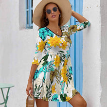 Lade das Bild in den Galerie-Viewer, Wunderschönes Casual Kleid mit 2/3 Arm mit V-Ausschnitt für Damen / Frauen NZ029 selbst gestalten und bedrucken
