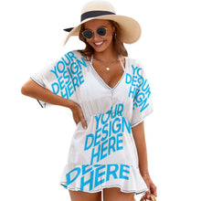 Lade das Bild in den Galerie-Viewer, Schönes Damen One Piece Bluse Kleid NZ031 mit V-Ausschnitt für Damen / Frauen selbst gestalten und bedrucken