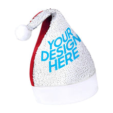 Lade das Bild in den Galerie-Viewer, Weihnachtsmütze Weihnachtshut mit Pailletten grün oder rot selbst gestalten und bedrucken